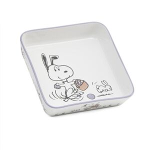 PEANUTS Easter Beagle Snoopy Hand Painted Ceramic Baking Dish Sq. NWT SO 1 Left